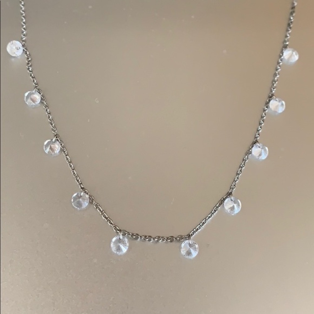 Sterling Silver CZ Dangling Necklace Chain